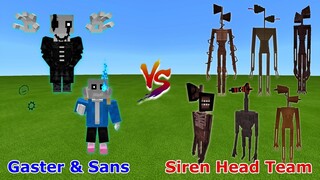 Gaster and Sans vs. Siren Head Team in Minecraft PE | Undertale vs. Trevor Henderson Creatures