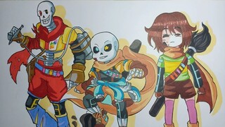 Draw Ink Time Trio UNDERTALE Cách vẽ Bộ 3 Mực Sans Thời Gian Siêu Đẹp