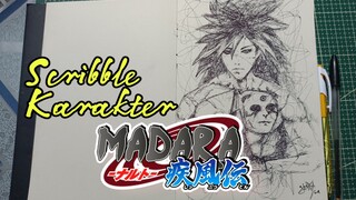 Gambar Sederhana Karakter Madara dengan Teknik Corat Coret