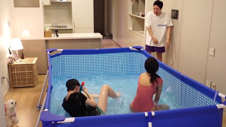 The naughty sister is going crazy, she actually opened a water park at her brother's house?! The hug