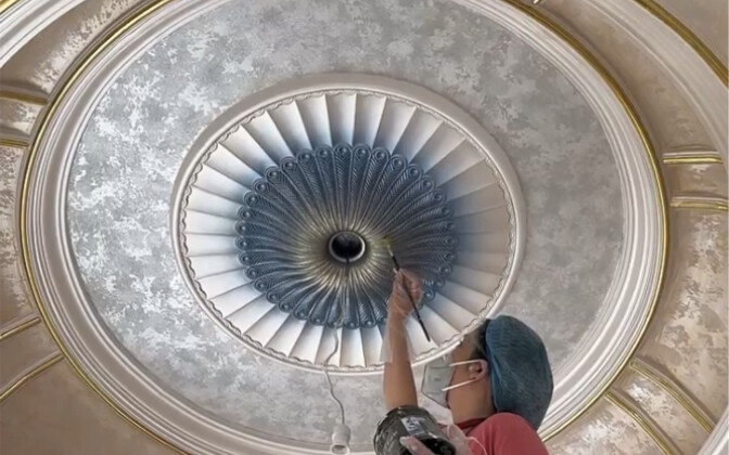 Bạn đã từng thấy trần thạch cao sơn nghệ thuật như thế này chưa?