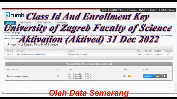 Class Id And Enrollment Key University of Zagreb Faculty of Science