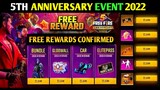 Free Fire 5th Anniversary Free Rewards Event Malayalam || Gaming With Malayali Bro