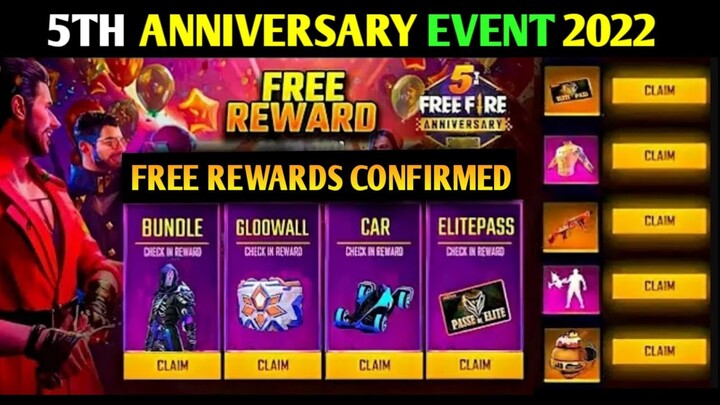 Free Fire 5th Anniversary Free Rewards Event Malayalam || Gaming With Malayali Bro