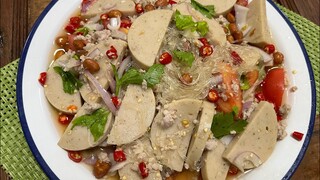 ยำวุ้นเส้นหมูยอทะเล น้ำยำวุ้นเส้นให้อร่อย