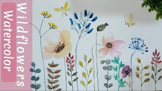 Wild flowers Watercolor painting  🎨 Aesthetic video