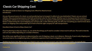 Classic Car Shipping Cost