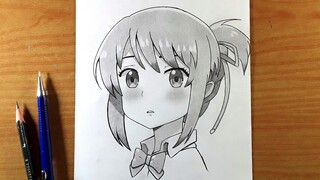 How to Draw Mittsuha Miyamizu [ kimi no na wa ] - Step by step