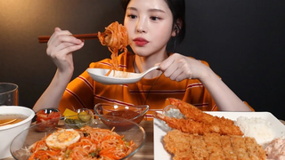 SUB) ! (ft) Pork cutlet jjolmyeon mukbang asmr