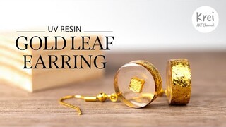 UV Resin - Gold leaf UV Resin Earring