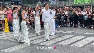 James Kho dances Jung Kook and Jeon Jungkook Seven in New York's Times Square on July 19, 2023