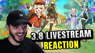 3.8 LIVESTREAM REACTION! (NEW REGION, SKINS, AND FONTAINE!!) Genshin Impact