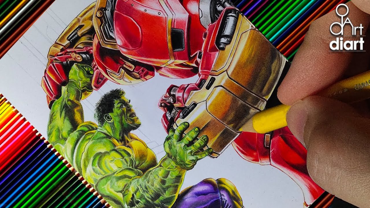 Drawing Hulk Vs Hulkbuster From The Avengers - Bilibili