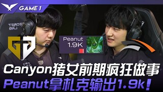 GEN vs HLE Canyon Piggy melakukan aktivitas gila di fase awal! Peanut menggunakan Zac dengan output 