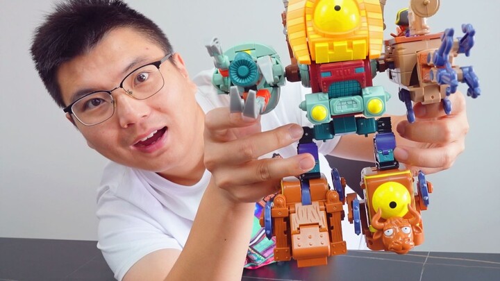 5 mecha kecil, dirangkai menjadi mecha Plants vs Zombies yang sangat besar, sangat keren