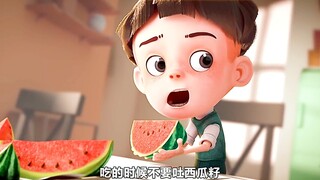 صبي أكل البطيخ دون بصق البذور، فماذا حدث؟ لقد نبتت بذور البطيخ وترسخت في بطنه!