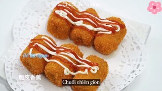 Chuối chiên giòn & bánh gạo pha ke 😘 #videohaynhat