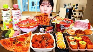 ASMR MUKBANG| 편의점 직접 만든 불닭 떡볶이 치킨 김밥 디저트 먹방 & 레시피 Convenience Store Food EATING