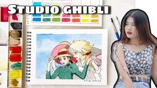 🎨 PAINTING STUDIO GHIBLI SCENES 🌿 II Howl's moving castle (Lâu đài di động của Howl) II Di Di Art