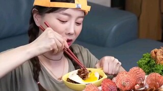 Jjajang Squid & Enoki Mushroom#mukbang