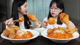 반은 뺏어먹음ㅋ로제파스타 후라이드치킨 먹방🍝🍗 Rose pasta & Fried Chicken Mukbang Asmr
