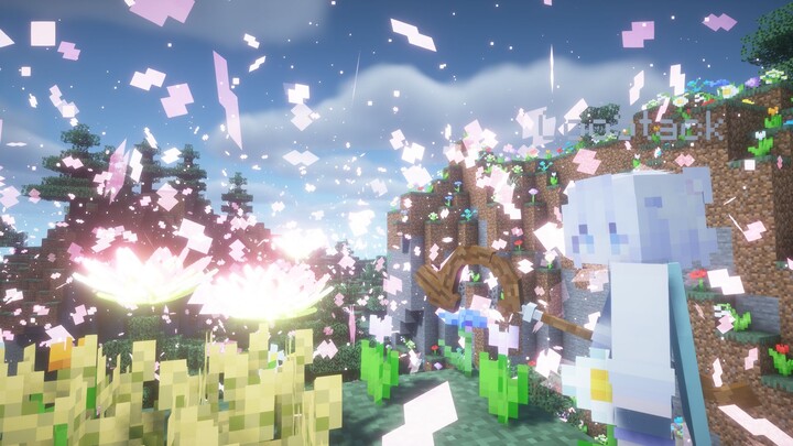 Tôi đã thực hiện được phép thuật biến ra một cánh đồng hoa trong Minecraft.