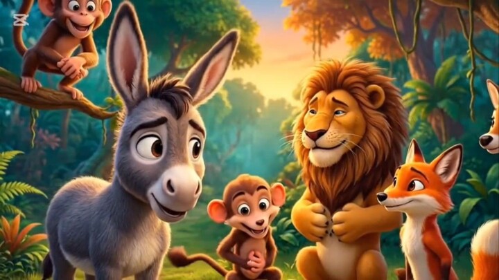 “The Story of the Wise Donkey of the Jungle” 🐴🌳