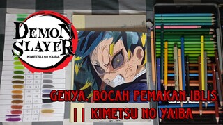 drawing genya si pemakan iblis, kertasnya robek!?😧|| kimetsu no yaiba by eokaku