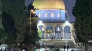 sound of air raid sirens. Tarawih prayers at Al-Aqsa Mosque following a rocket fired from Yemen