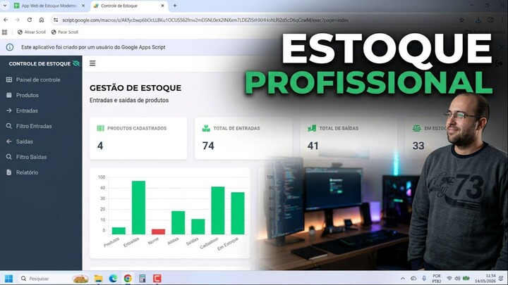 Planilha de Controle de Estoque Google Sheets | App Web Moderno