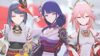 【4K / Genshin Impact MMD】 Raiden Sara Yae / Everyday (AWA Dance)