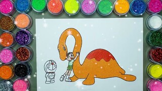 Doraemon Nobita Và Chú Khủng Long 🎨 Vẽ Và Tô Màu Tranh Cát Nhân Vật Hoạt Hình Doraemon | Heo Xinh