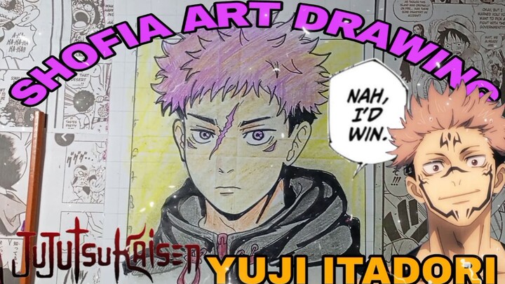 drawing anime Jujutsu kaisen, yuji itadori