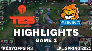 Highlight TES vs SN Game 1 Playoffs R3 LPL Mùa Xuân 2021 LPL Spring 2021 Top Esports vs Suning