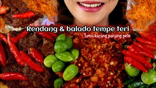 ASMR RENDANG + BALADO TEMPE TERI +  TUMIS KACANG PANJANG | ASMR MUKBANG INDONESIA