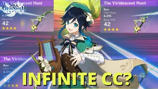 VIRDESCENT HUNT + VENTI = INFINITE CC?! GOD TIER BATTLE PASS BOW! (Genshin Impact)