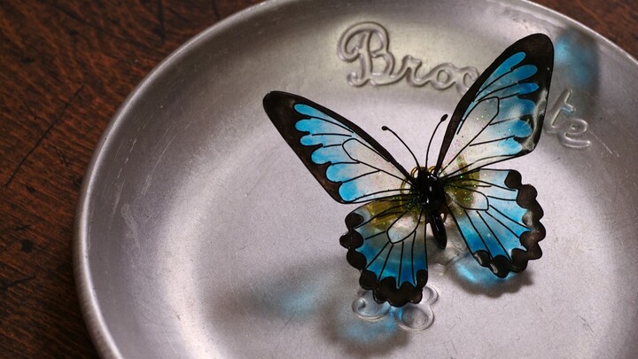 [Resin] Handmade DIY Realistic Translucent Gradient Metal Butterfly Brooch [NelcoNeco Handmade Class