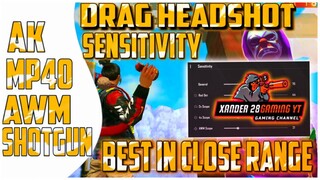 Free Fire Drag Headshot | Best Sensitivity in Close Range Ak MP40 SHOTGUN AWM