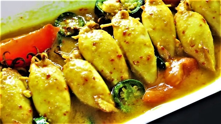 Resep cumi hamil isi tahu telur, kuah santan pedas