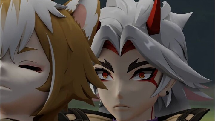 {MMD}Lets be FrIENdZ{genshin impact/Gorou, Arataki Itto}