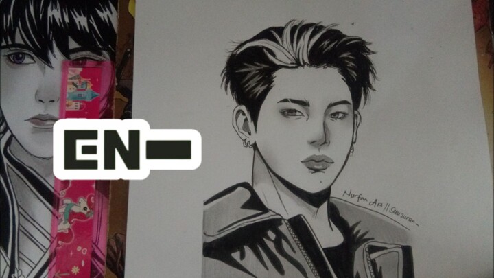 Nishimura Riki/NI-KI - ENHYPEN || Black and White Art (SPEED DRAWING)