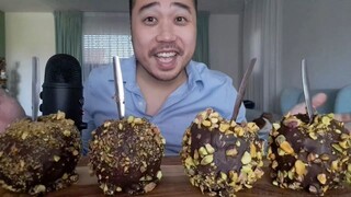 ASMR Chopped Pistachio  Dark Chocolate Apple (Eating Sounds)