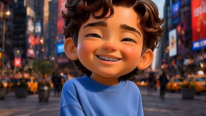a cute boy in bule shrit sing