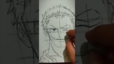 [ASMR] Drawing Zoro in timelapse ✨🥶#anime #shorts #onepiece #viral