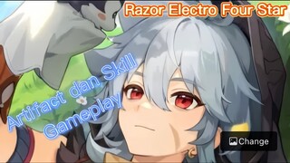 Genshin Impact INDO - Pembahasan Razor Electro Four Star mengenai Artifact dan Skill + Gameplay