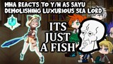 MHA/BNHA Reacts to y/n as Sayu Vs. Luxurious Sea lord (Genshin Impact) || Gacha Club ||