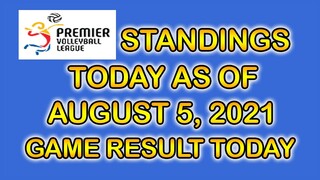 PVL STANDINGS TODAY AS OF AUGUST 5, 2021/PVL GAME RESULTS TODAY | GAMES SCHEDULE | PVL2021