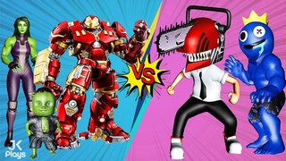 FAMILY HULKBUSTER VS CHAINSAW MAN VS ROBLOX RAINBOW FRIENDS (She-Hulk Episode 3)