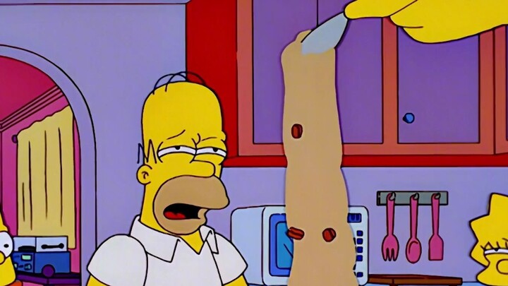 The Simpsons: Marge accidentally cuts off Rohmer's thumb, and the next second it's taken away by the