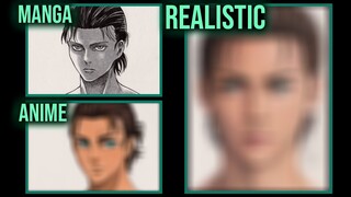 Drawing EREN JAEGER in 3 Styles [Manga, Anime and Realistic]